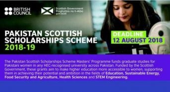 British Council Pakistan Scottish Master Scholarship Scheme in Pakistan, 2018-2019