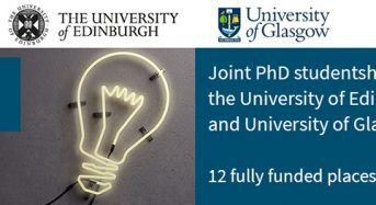 12 University of Edinburgh and University of Glasgow Joint PhD Studentships in UK, 2019/20