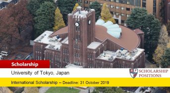 The University of Tokyo Japanese Government (MEXT) Scholarship in Japan, 2020