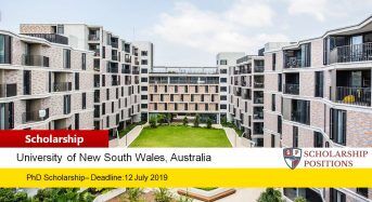 UNSW Scientia PhD Positionsfor International Students in Australia, 2020