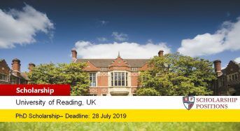 University of Reading PhD Studentship for the UK and EU Students, 2019