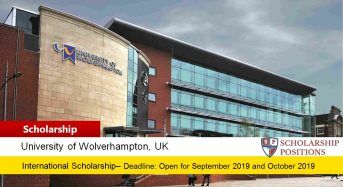 Vice-Chancellor’s International Scholarship at University of Wolverhampton in UK, 2019-2020