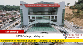 UCSI University Trust SACE International Scholarship in Malaysia, 2019