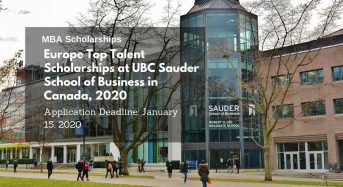 Europe Top Talent Scholarships at UBC Sauder School of Business in Canada, 2020