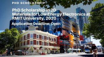 PhD Scholarship in 2D Materials for Low Energy Electronics at RMIT University, 2020