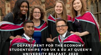 Department for the Economy Research Studentships for UK & EU at Queen’s University Belfast, 2020