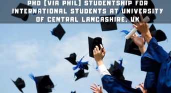 PhD (ViaPhil) Studentship for International Students at University of Central Lancashire, UK
