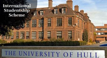 International Studentship Scheme at University of Hull in UK, 2020