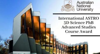 Australian National University International ASTRO 3D Science PhB Advanced Studies Course Award, 2020
