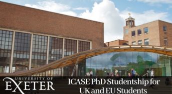 ICASE PhD Studentship for UK and EU Students at University of Exeter, 2020