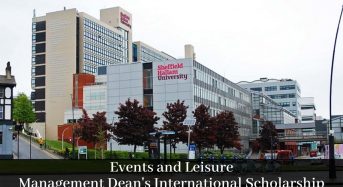 Events and Leisure Management Dean’s International Scholarship at Sheffield Hallam University, 2020