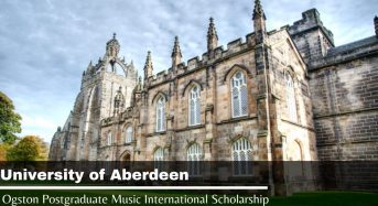Ogston Postgraduate Music International Scholarship at University of Aberdeen, UK